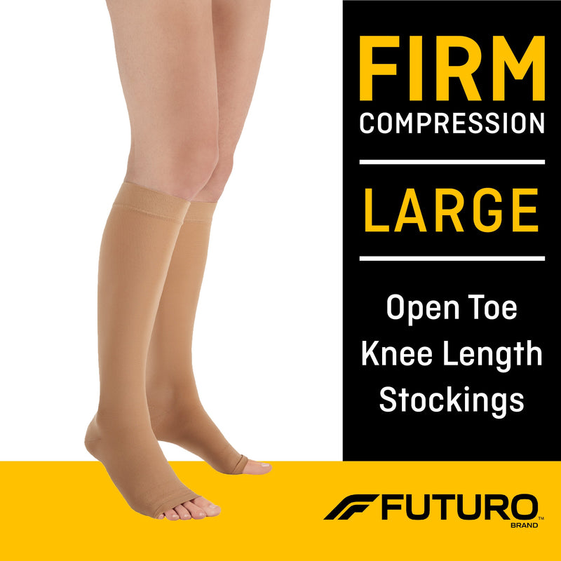 3M™ Futuro™ Compression Stockings, Open Toe, Firm Compression, Unisex, Large, Beige, Knee High, Sold As 1/Each 3M 71050En
