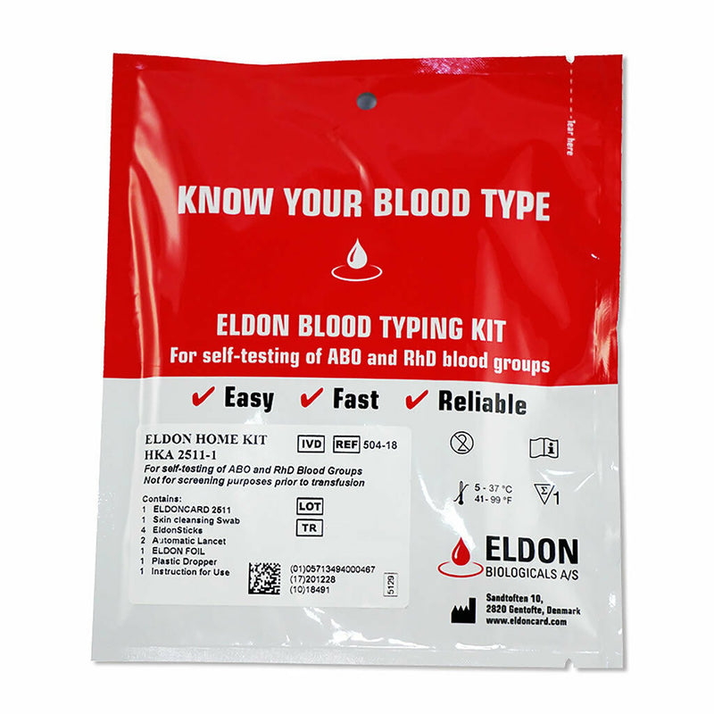 Eldoncard Blood Typing Test Kit, Sold As 1/Pack Craig Eldon-Rh