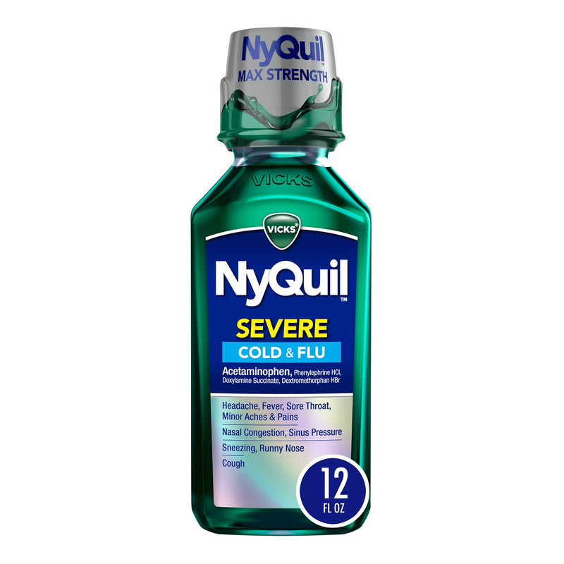 Nyquil Severe Cold & Flu Liquid, 12-Ounce Bottle, Sold As 1/Each Procter 37000081512