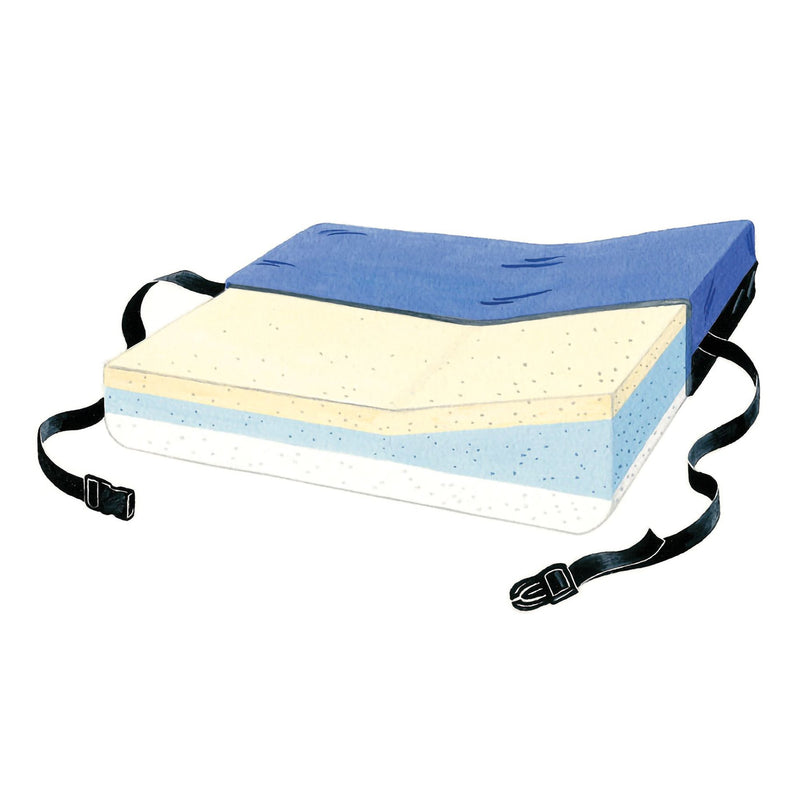 Skil-Care™ Seat Cushion, 18 In. W X 16 In. D X 3.5 - 5 In. H, Gel / Foam, Blue, Non-Inflatable, Sold As 1/Each Skil-Care 756010