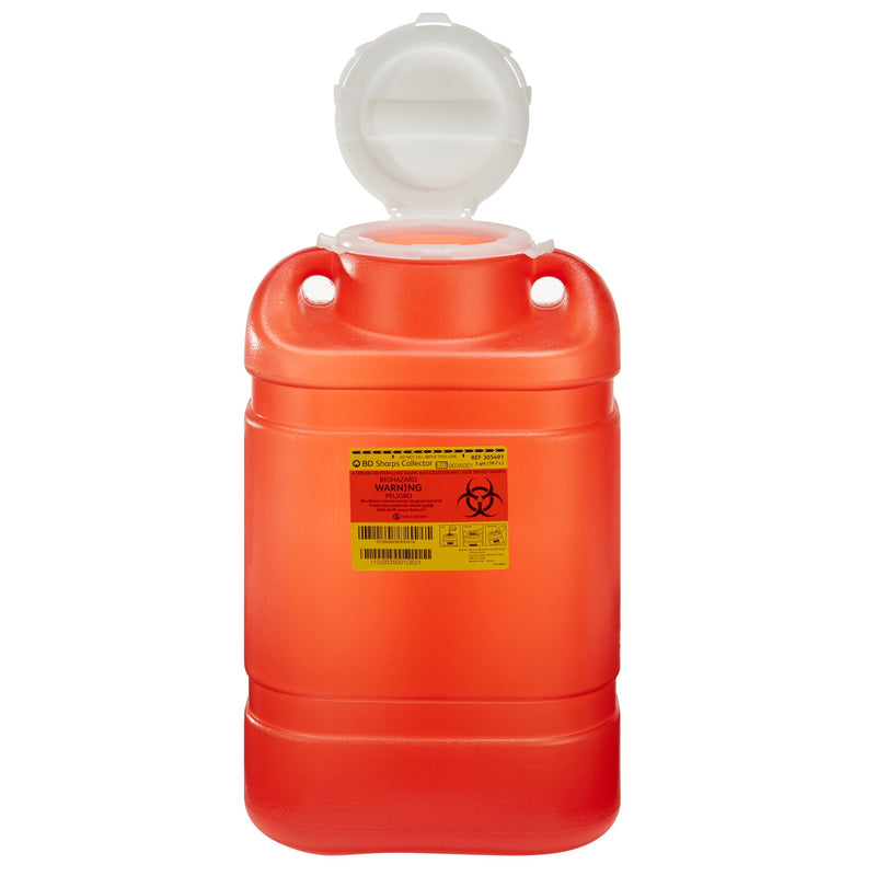 Bd 1-Piece Sharps Container, 5 Gallon, 14 X 7-1/2 X 10-1/2 Inch, Sold As 8/Case Bd 305491