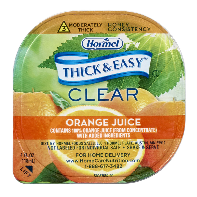 Thick & Easy® Clear Honey Consistency Orange Juice Thickened Beverage, 4-Ounce Cup, Sold As 24/Case Hormel 32192