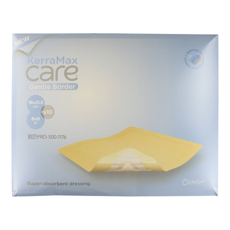 SUPER ABSORBENT DRESSING KERRAMAX CARE® GENTLE BORDER 8 X 8 INCH NONWOVEN SQUARE STERILE, SOLD AS 1/EACH, 3M PRD500-1176
