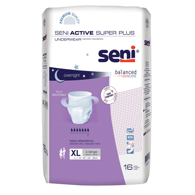 Seni® Active Super Plus Absorbent Underwear, X-Large, Sold As 16/Pack Tzmo S-Xl16-Ap1