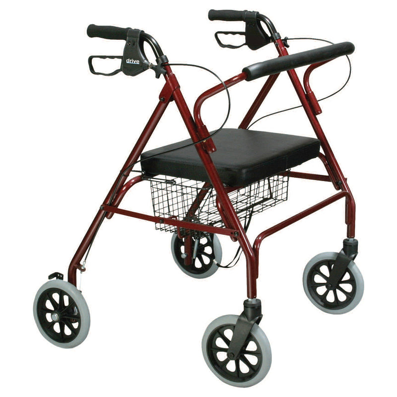 BARIATRIC 4 WHEEL ROLLATOR DRIVE™ GO-LITE RED ADJUSTABLE HEIGHT   FOLDING STEEL FRAME, SOLD AS 1/EACH, DRIVE 10215RD-1