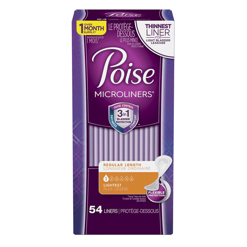 Poise® Microliners Lightest Bladder Control Pad, 5.9-Inch Length, Sold As 54/Pack Kimberly 48294