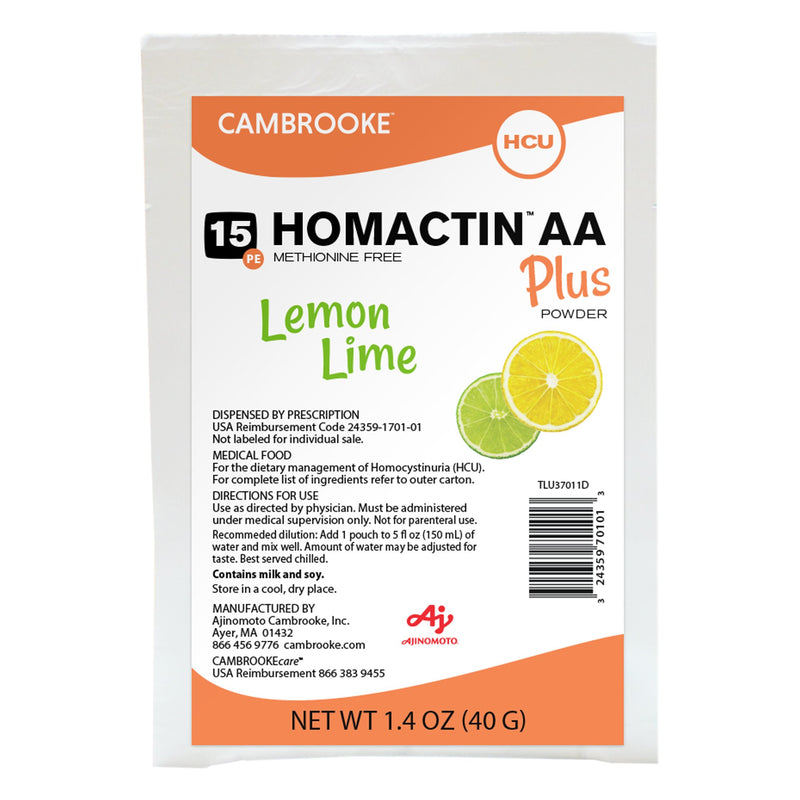 Supplement, Oral Homactin Aa +Pdr Lemon Lime 1.4Oz (30/Cs), Sold As 1/Each Cambrooke 37011