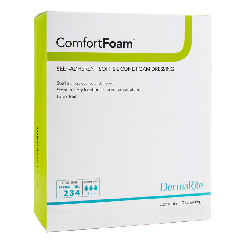 Comfortfoam™ Silicone Adhesive Without Border Silicone Foam Dressing, 4 X 8 Inch, Sold As 1/Each Dermarite 44480