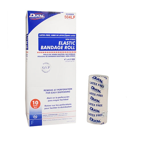 Dukal™ Clip Detached Closure Elastic Bandage, 4 Inch X 4-1/2 Yard, Sold As 10/Box Dukal 504Lf