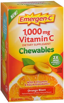 Emergen-C Vitamin C 1000 Mg Chewables Tablets Orange Blast, Sold As 1/Each Glaxo 76314032450
