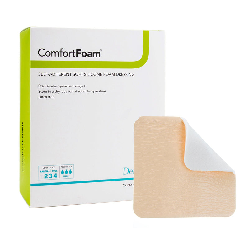 Comfortfoam™ Silicone Adhesive Without Border Silicone Foam Dressing, 4 X 5 Inch, Sold As 1/Each Dermarite 44450