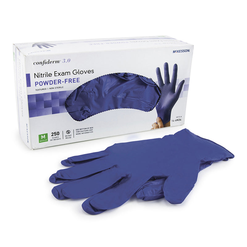 Mckesson Confiderm® 4.5C Nitrile Exam Glove, Medium, Blue, Sold As 1/Box Mckesson 14-6N34