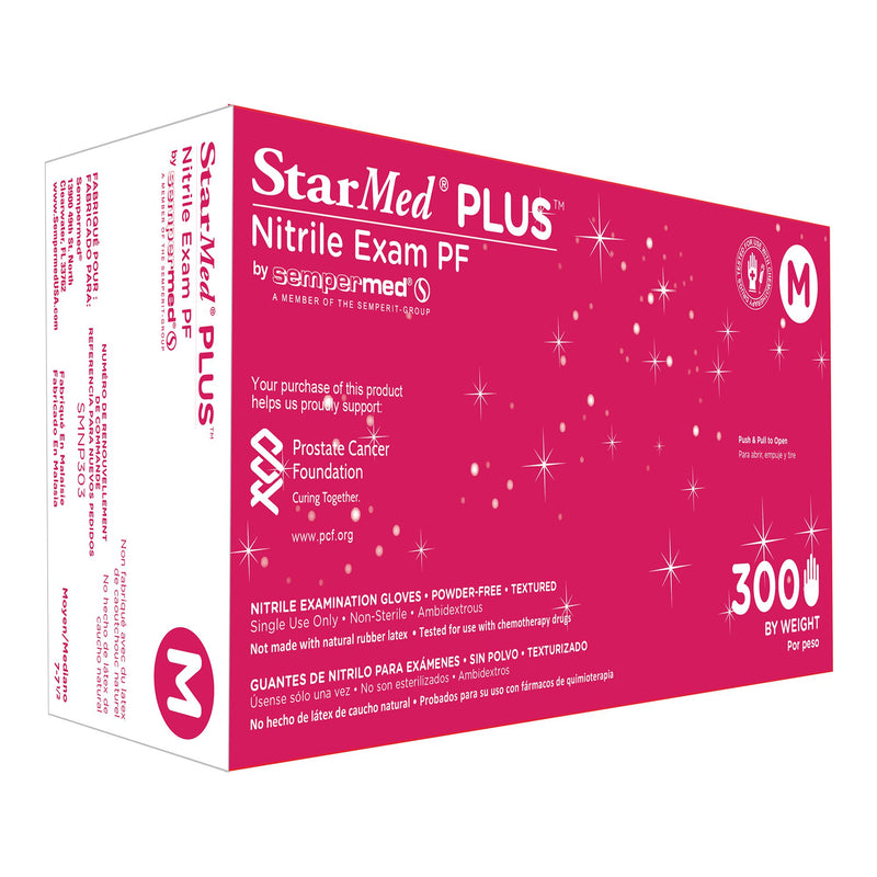 Starmed® Plus™ Exam Glove, Medium, Blue, Sold As 300/Box Sempermed Smnp303