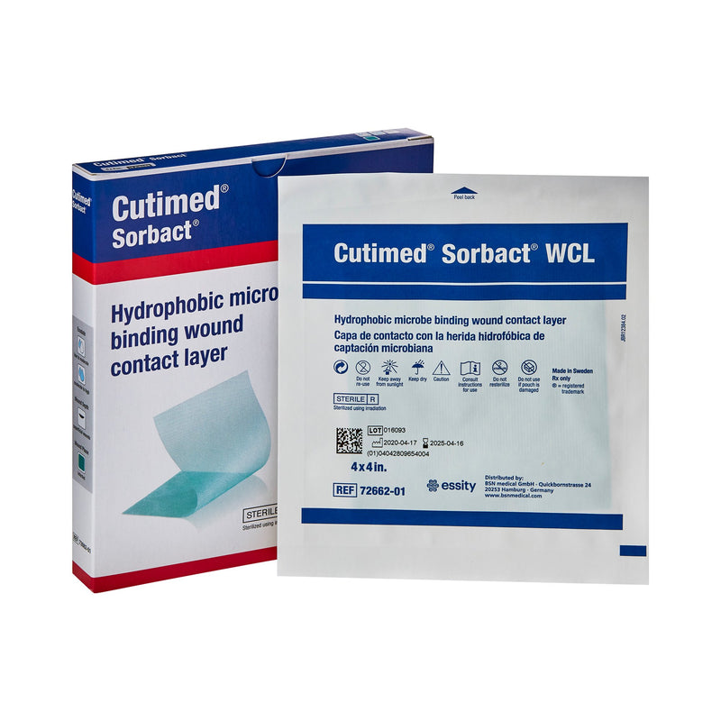 ANTIMICROBIAL WOUND CONTACT LAYER DRESSING CUTIMED® SORBACT® WCL 4 X 4 INCH 10 COUNT STERILE, SOLD AS 10/BOX, BSN 7266201