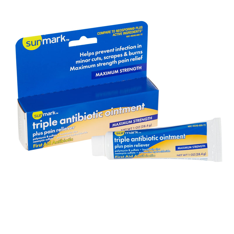 Sunmark Triple Antibiotic Ointment Plus Pain Reliever, Sold As 1/Each Mckesson 49348060072
