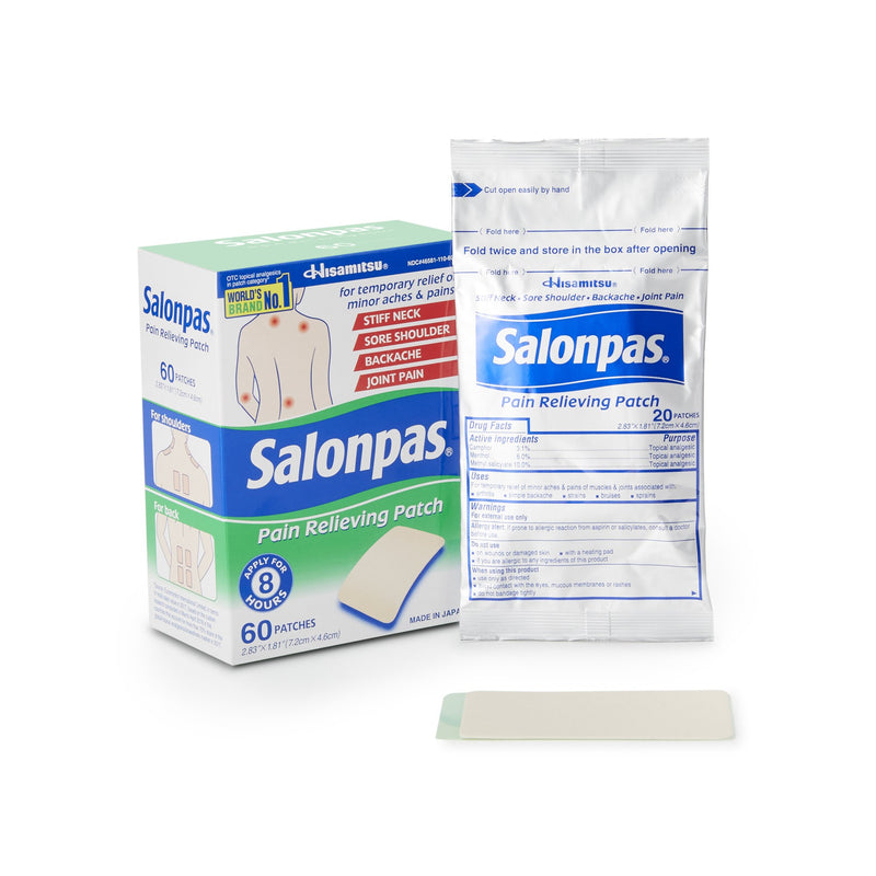 Salonpas® Camphor / Menthol / Methyl Salicylate Topical Pain Relief, Sold As 60/Box Emerson 46581011060