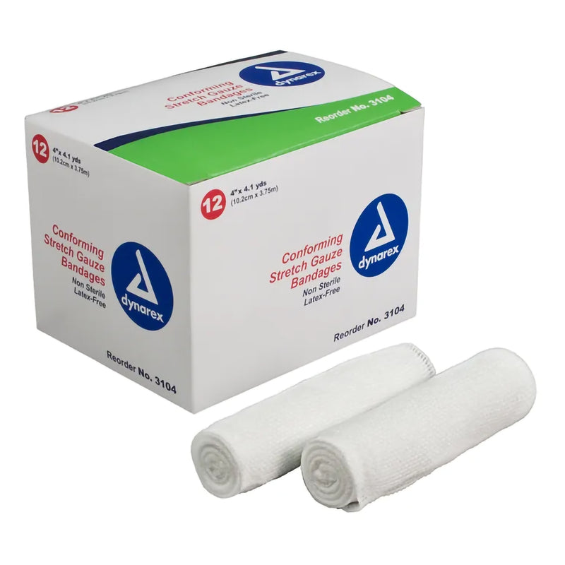 Dynarex White Conforming Bandage, 4 Inch X 4.1 Yard, Sold As 96/Case Dynarex 3104
