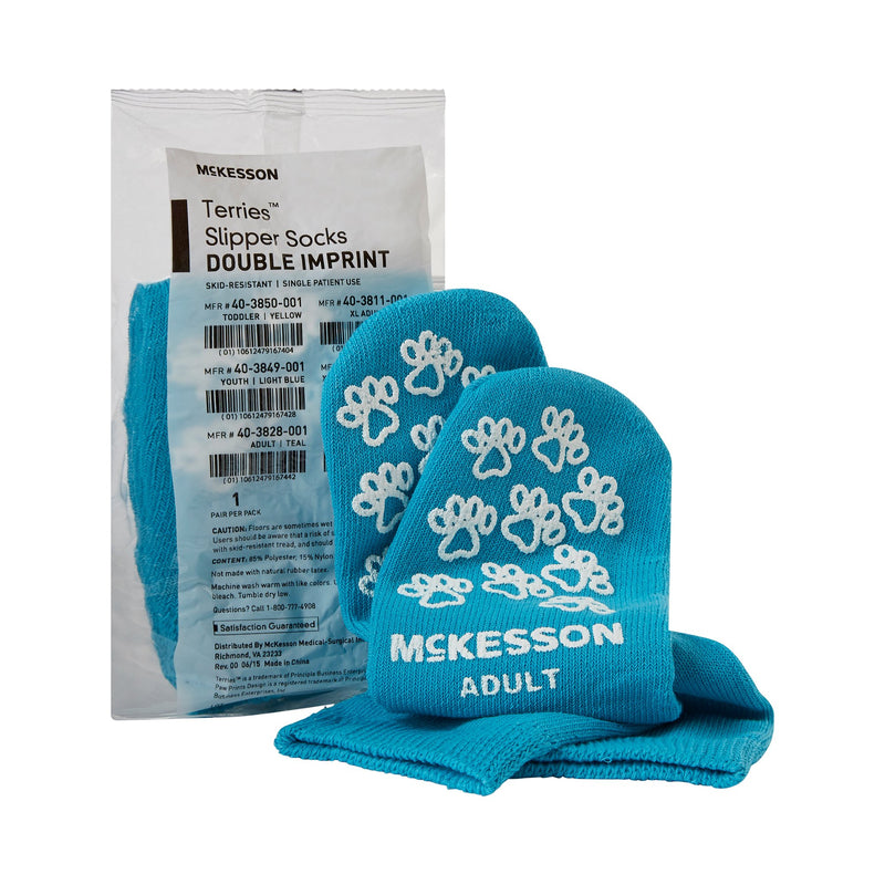 Mckesson Terries™ Adult Slipper Socks, Teal, Sold As 1/Pair Mckesson 40-3828-001
