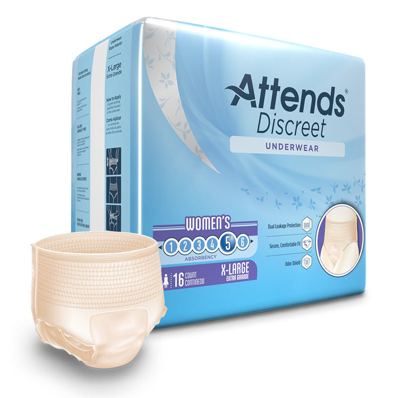 Attends® Discreet Women'S Underwear, Level 5, X-Large, Sold As 64/Case Attends Aduf40