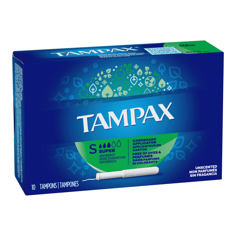 Tampon Tampax® Super Absorbency Cardboard Applicator Individually Wrapped, Sold As 10/Box Procter 07301031409