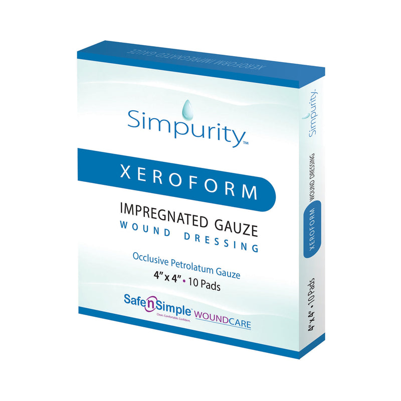 Simpurity™ Xeroform Petrolatum Impregnated Dressing, 4 X 4 Inch, Sold As 10/Box Safe Sns58844