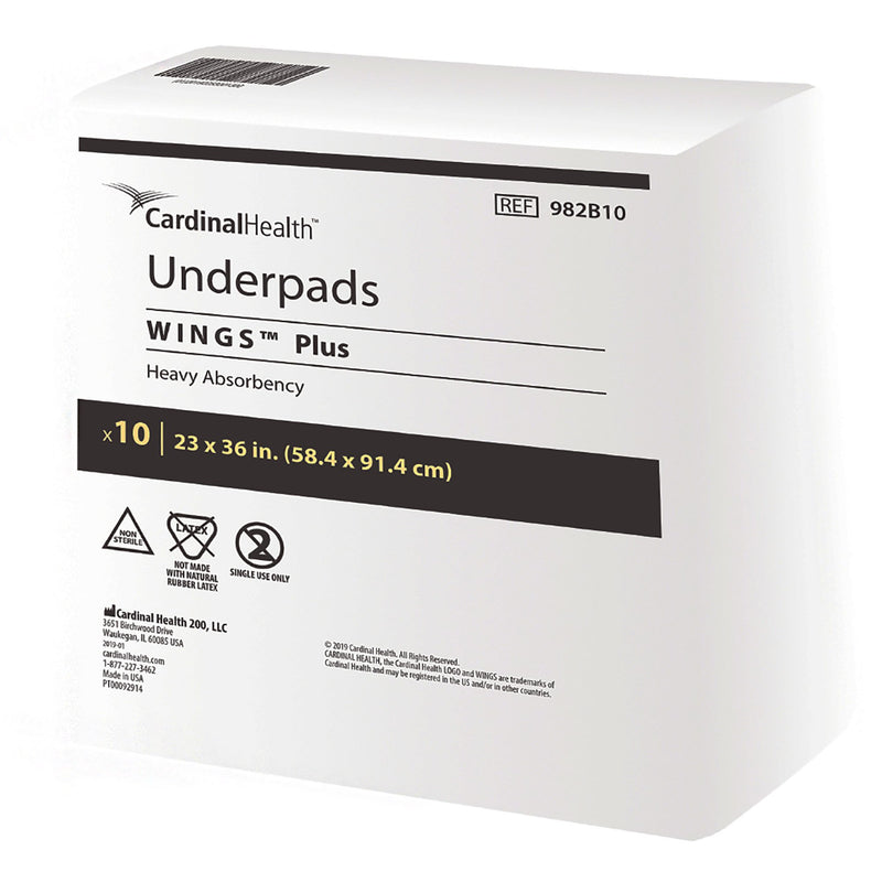 Wings Plus Underpads, Disposable, Heavy Absorbency, Beige, 23 X 36 Inch, Sold As 10/Bag Cardinal 982B10