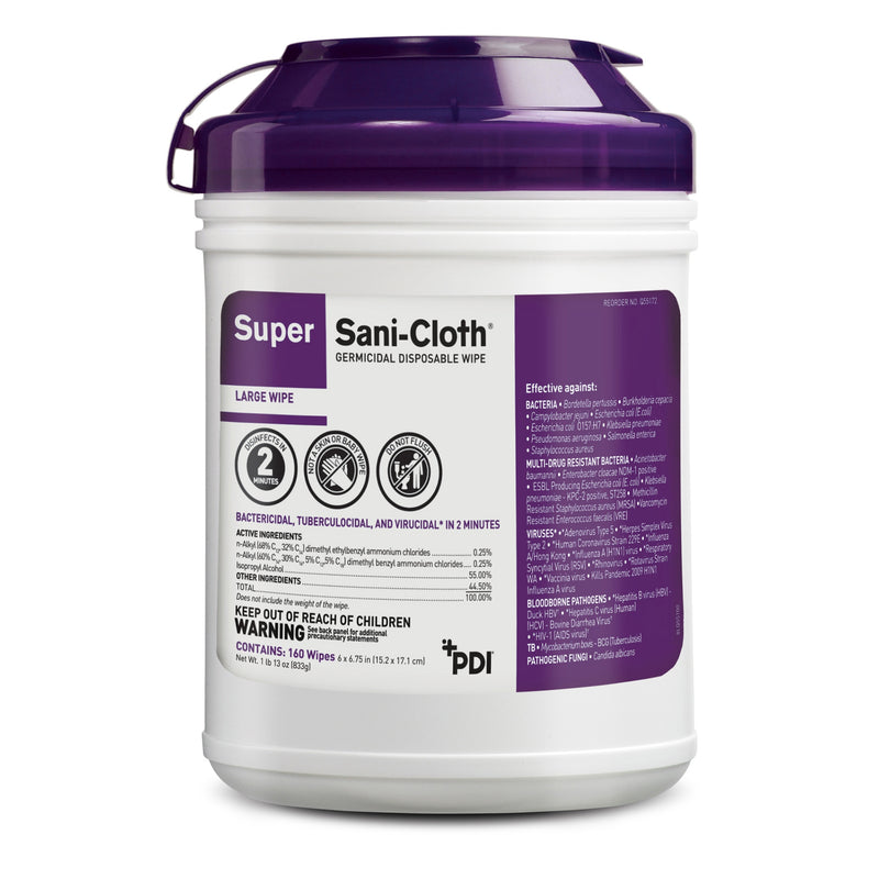 Super Sani-Cloth® Surface Disinfectant Wipe, Large Canister, Sold As 160/Can Professional Q55172