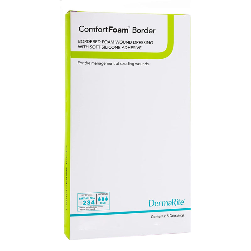 Comfortfoam™ Border Silicone Adhesive With Border Silicone Foam Dressing, 7 X 7 Inch, Sold As 5/Box Dermarite 43770