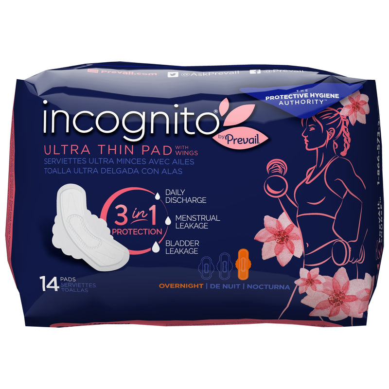 Incognito® By Prevail Ultra Thin Pad With Wings, Overnight, Sold As 56/Case First Pvh-414