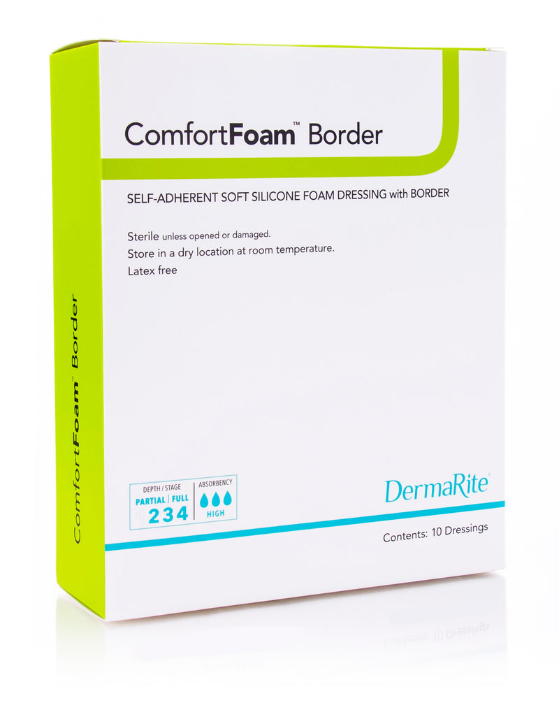 Comfortfoam™ Border Silicone Adhesive With Border Silicone Foam Dressing, 2 X 5 Inch, Sold As 10/Box Dermarite 43250