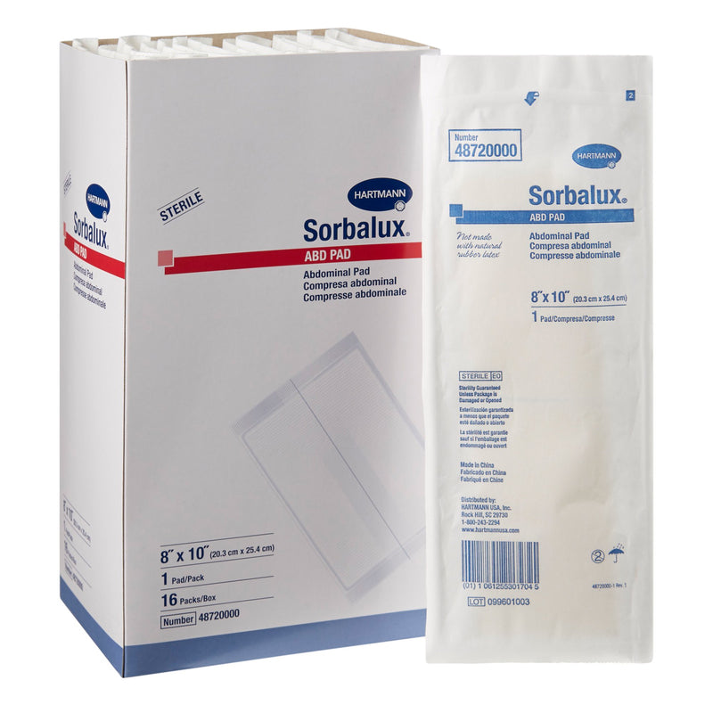 Sorbalux® Abd Sterile Abdominal Pad, 8 X 10 Inch, Sold As 16/Box Hartmann 48720000