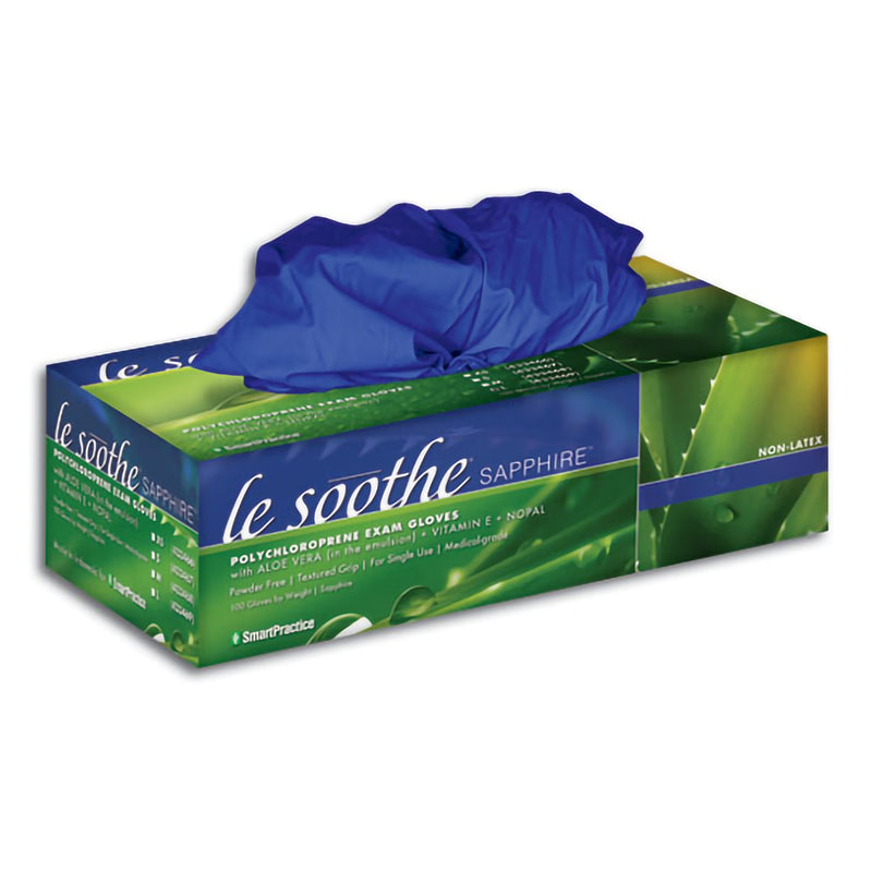 Le Soothe® Sapphire™ Polychloroprene Exam Glove, Medium, Blue, Sold As 1200/Case Smart 433468