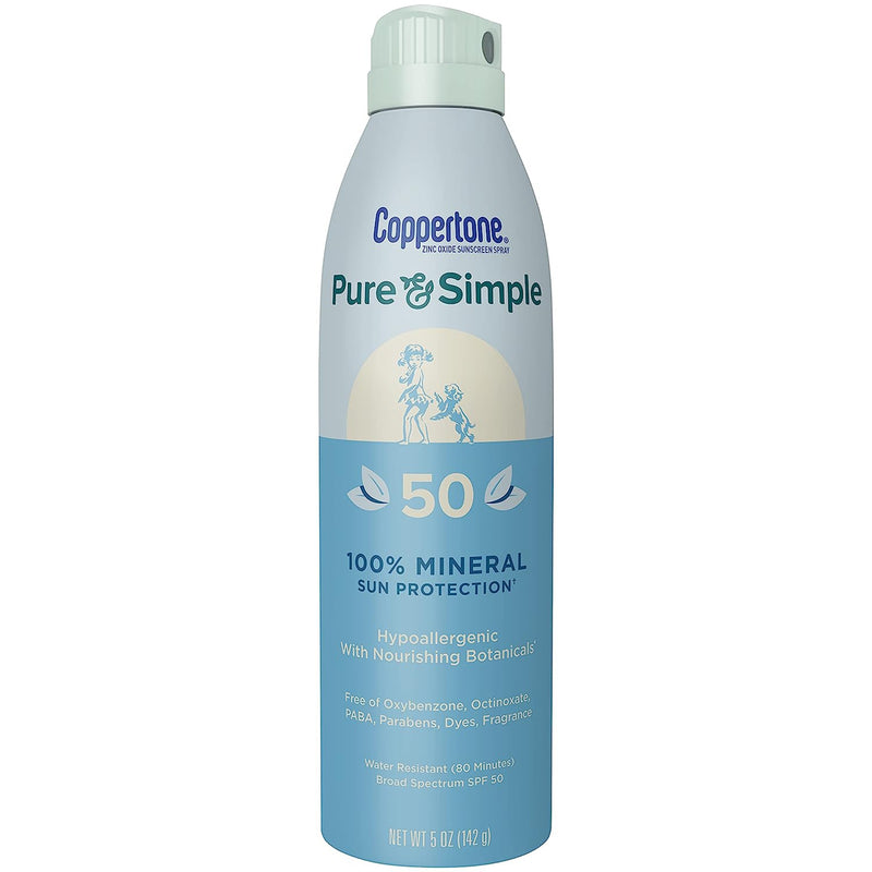 Coppertone® Pure And Simple Spf 50 Mineral Sunscreen Spray, 5 Oz., Sold As 1/Each Beiersdorf 07214002883