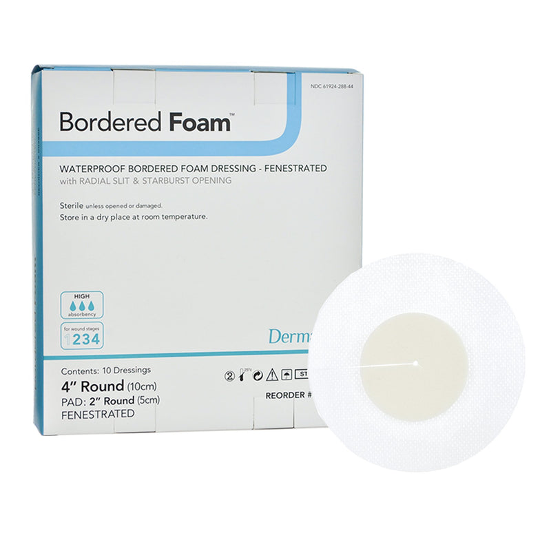 Borderedfoam® Adhesive With Border Foam Dressing, 4-Inch Round, Sold As 10/Box Dermarite 00288E