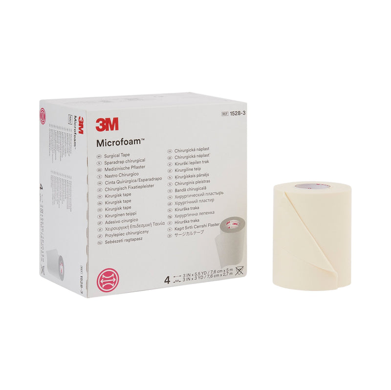 3M™ Microfoam™ Foam / Acrylic Adhesive Medical Tape, 3 Inch X 5-1/2 Yard, White, Sold As 1/Roll 3M 1528-3