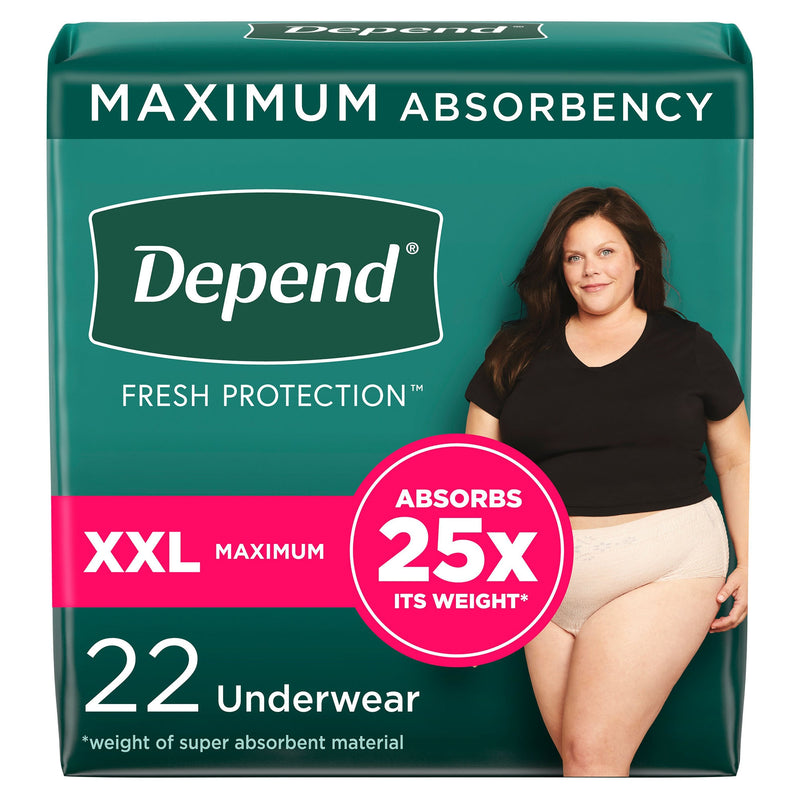 Depend® Fresh Protection Absorbent Underwear For Women, 2X-Large, Sold As 44/Case Kimberly 53306