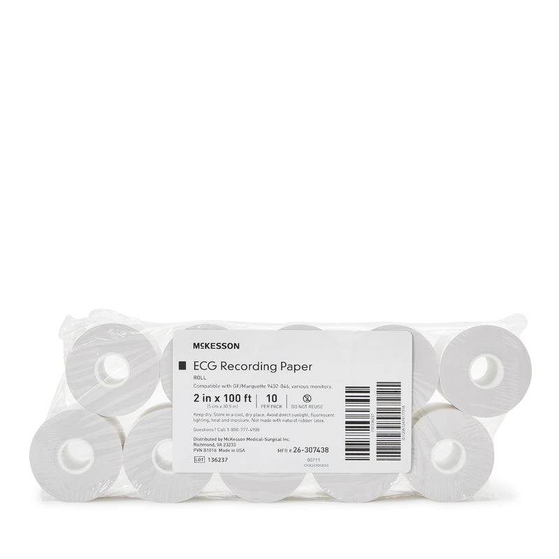 Mckesson Ecg Recording Paper Roll, Ge Marquette, 2In. X 100Ft., Sold As 10/Pack Mckesson 26-307438
