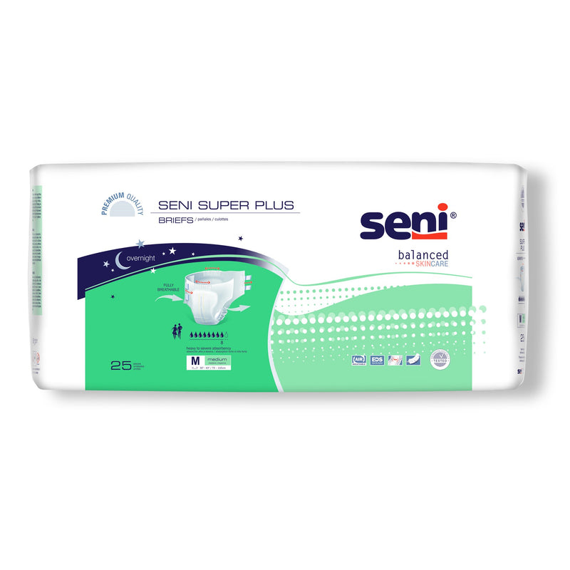 Seni® Super Plus Severe Absorbency Incontinence Brief, Medium, Sold As 75/Case Tzmo S-Me25-Bp1