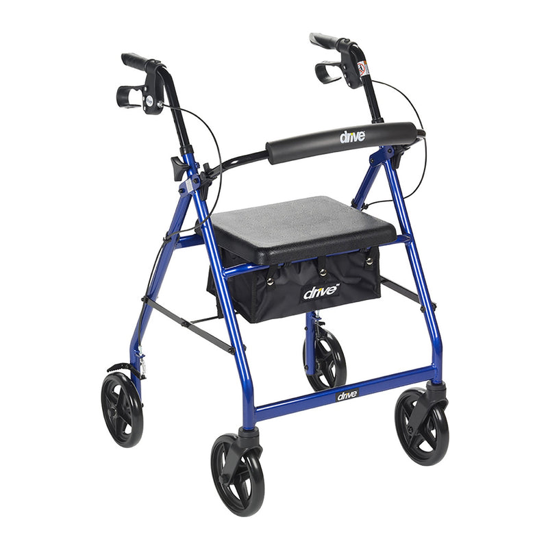 4 WHEEL ROLLATOR DRIVE™ BLUE ADJUSTABLE HEIGHT   FOLDING ALUMINUM FRAME, SOLD AS 1/EACH, DRIVE R728BL