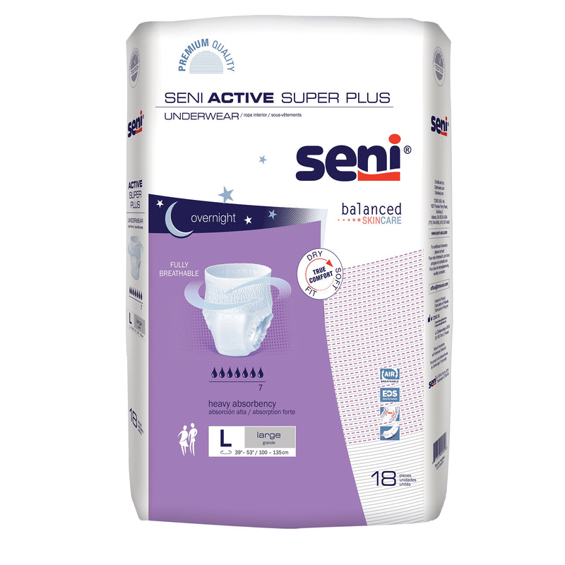 Seni® Active Super Plus Heavy Absorbent Underwear, Large, Sold As 72/Case Tzmo S-La18-Ap1
