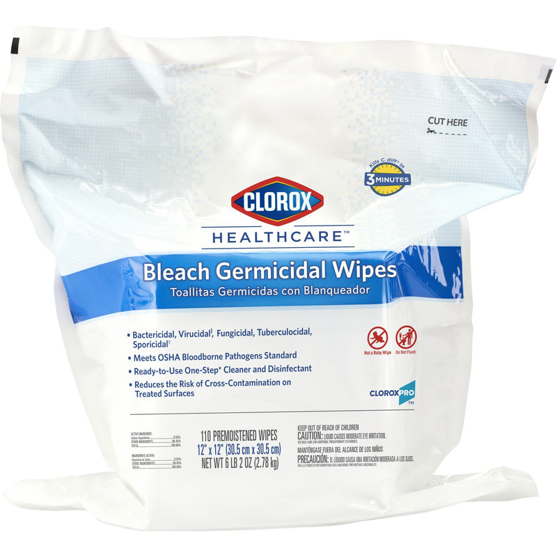 Clorox Healthcare® Bleach Germicidal Cleaner Wipes, 110 Count Refill, Sold As 1/Box The 30359
