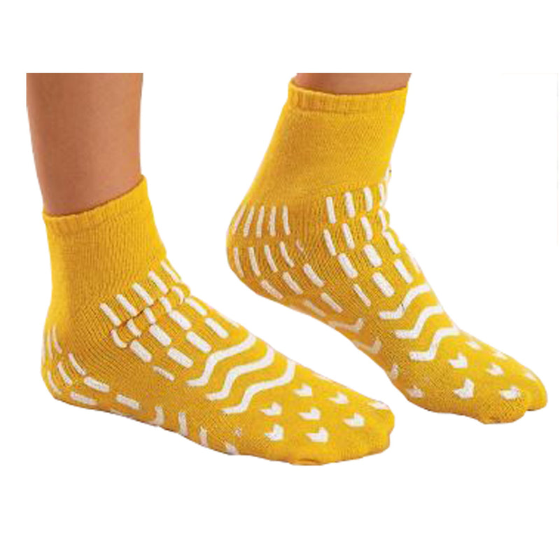 Care-Steps® Double Tread High-Risk Slipper Socks, Medium, Yellow, Sold As 4/Case Alba 80180