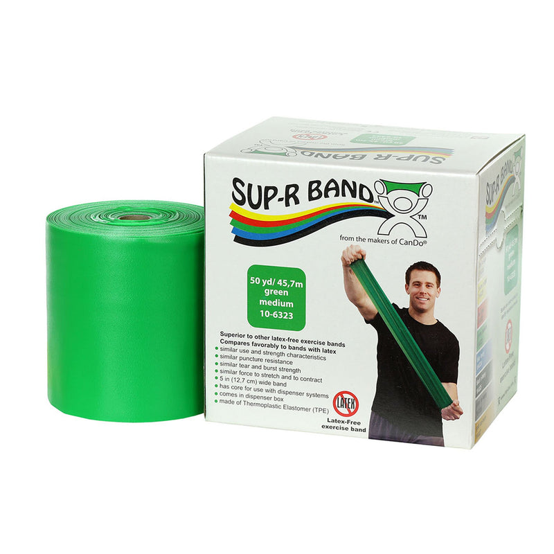 Sup-R Band® Exercise Resistance Band, Green, 5 Inch X 50 Yard, Medium Resistance, Sold As 1/Each Fabrication 10-6323