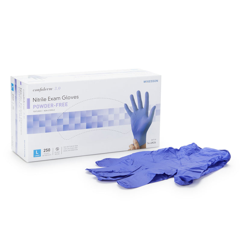 Mckesson Confiderm® 3.0 Nitrile Exam Glove, Large, Blue, Sold As 1/Box Mckesson 14-6N36