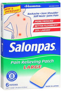 Salonpas® Topical Pain Relief Camphor And Menthol Patches, Sold As 6/Box Emerson 46581021006