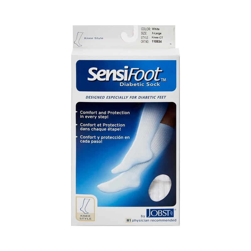 Jobst Sensifoot Diabetic Compression Socks, Knee High, White, Closed Toe, X-Large, Sold As 1/Pair Bsn 110834