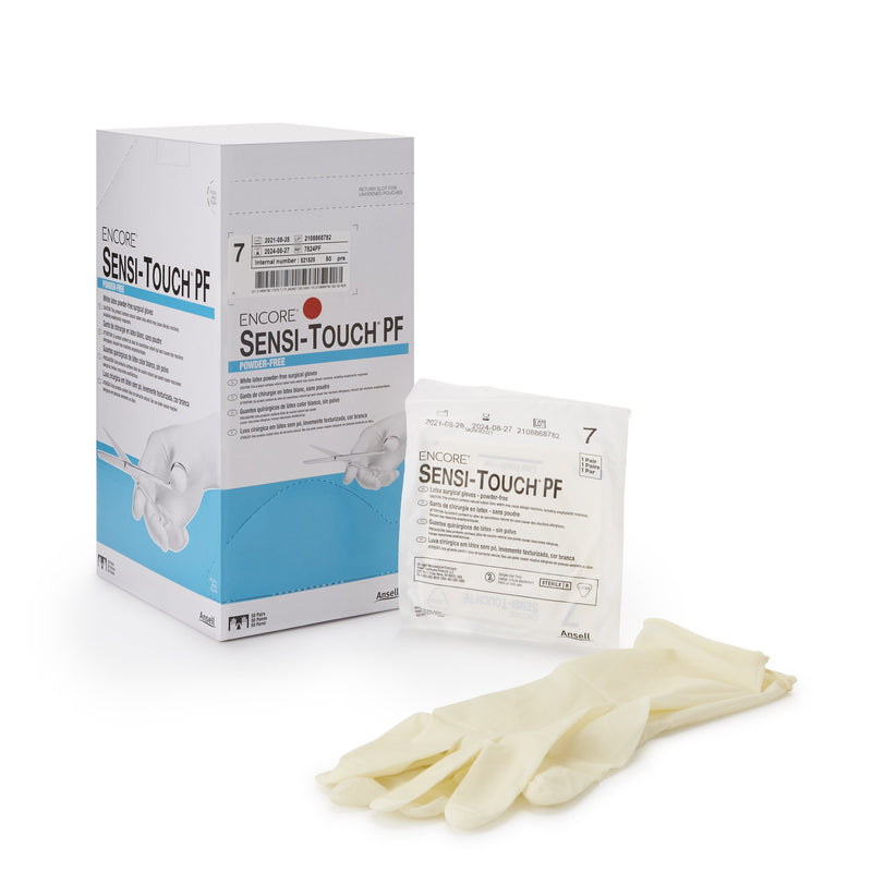 Encore® Sensi-Touch® Pf Latex Surgical Glove, Size 7, Natural, Sold As 200/Case Ansell 7824Pf
