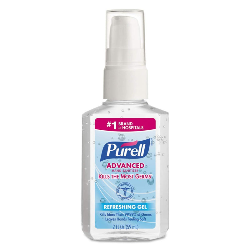 Purell Advanced Hand Sanitizer 70% Ethyl Alcohol Gel, Pump Bottle, 2 Oz, Sold As 1/Each Gojo 9606-24