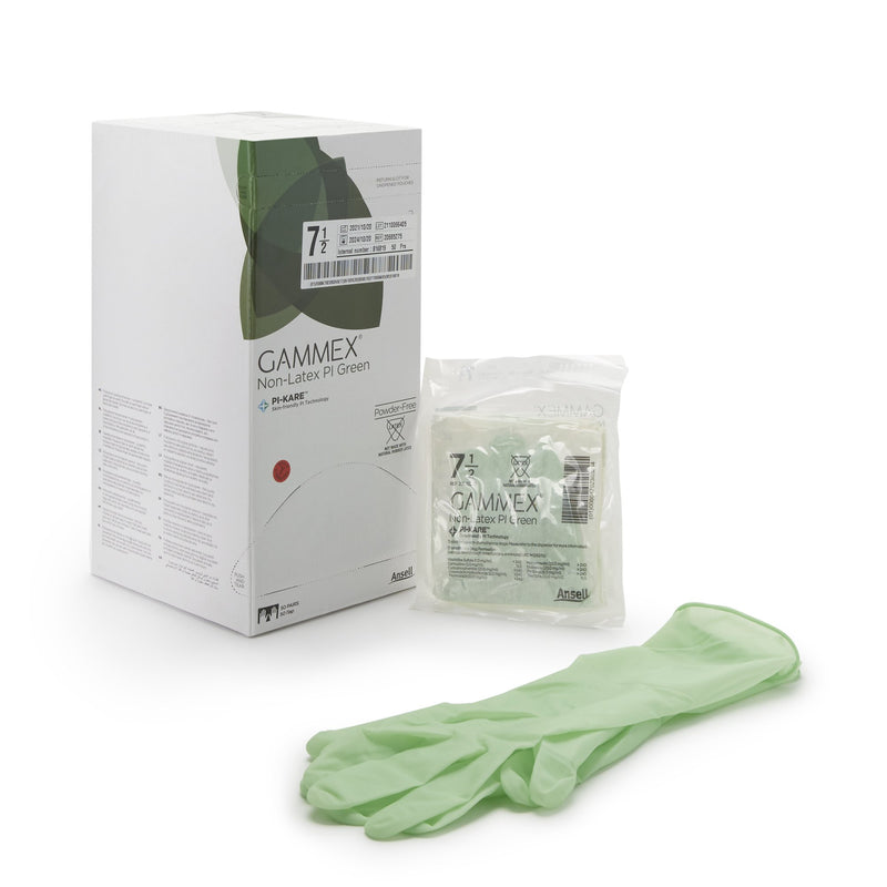 Gammex® Non-Latex Pi Green Polyisoprene Surgical Glove, Size 7.5, Light Green, Sold As 50/Box Ansell 20685275