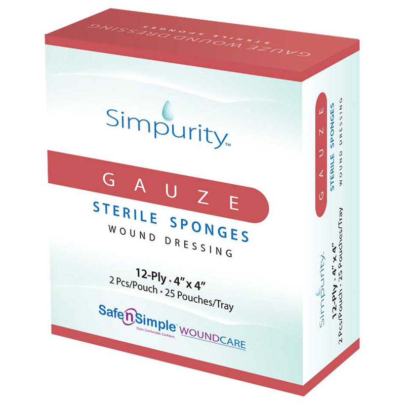 Simpurity Sterile Gauze Sponge, 4 X 4 Inch, Sold As 400/Case Safe Sns54444